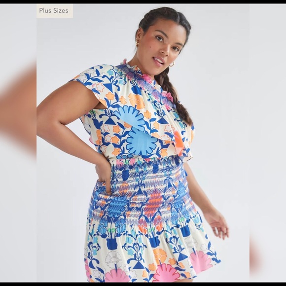 HP!! ๐ NWT Plenty by Tracy Reese Anthropologie Ruffle 1-Shoulder Floral Top 1X - Picture 2 of 10